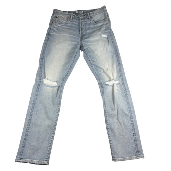 AE77 Other - AE77 Premium Distressed Straight Leg Jeans Mens 30x32 Light Wash Button Fly